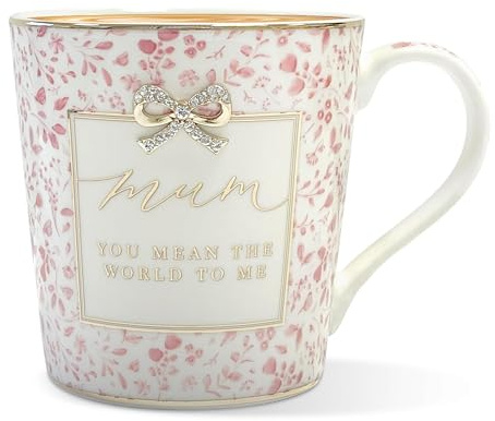 Lesser & PAVEY Madelaine by Hearts Design Mum You Mean The World to Me Fine China Mug for Home & Kitchen | Ceramic Mugs for Tea & Coffee | Lovely Cup Set for Mens Gifts & Birthday Gifts for Women