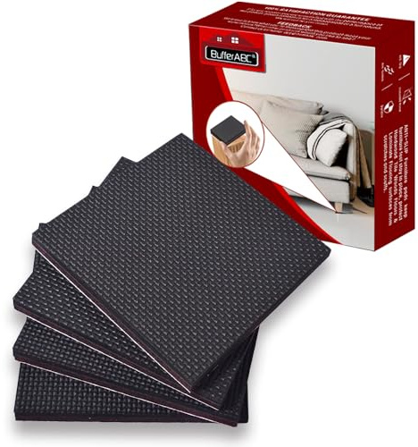 Patin Antiderapant Tampon Caoutchouc Meuble, 4pcs 100mm Premium Patins Antidérapants Adhesif Sol pour la Fixation en Place des Mobiliers, pour Protéger Votre Plancher (Carré)