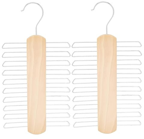 Portacravatte,2 pezzi di Portacravatte in Legno Armadio Cravatte Appendi Portacravatte ,Organizer per Cravatte, Portacravatte Girevoli,Gancio con 20 Barre Porta Cravatte,Organizer per Cravatte