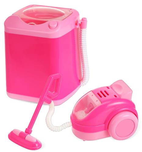 JOINPAYA Ensemble Mini la Cuisine Jouet Factice D'électroménager en Plastique Aspirateur Balai et Machine à Laver pour Garçon et Filles, Accessoires pour Mini Maison de Poupée Adaptés