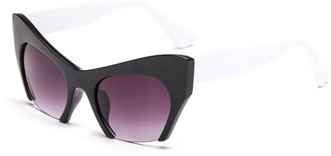 Mode Retro Halbrahmen Cat Eye Damen Brillengestell Kann Mit Gläsern Ausgestattet Werden Herren Brillengestell,Schwarz Weiß Grau