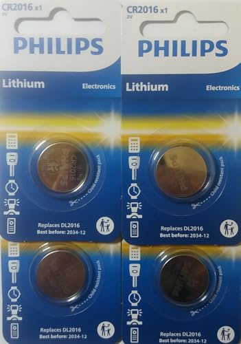 Philips Pile bouton au lithium CR2016 3v 4 pièces