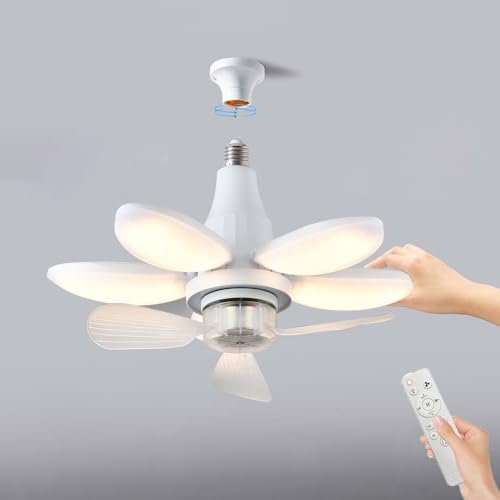 LOGT Ventilatore da Soffitto a LED con Illuminazione e Telecomando Dimmerabile Silenzioso Ventilatore da Soffitto Design a Forma di Fiore Ventilatore da Soffitto Luce 5 Fiamma 4 Velocità per Soggiorno