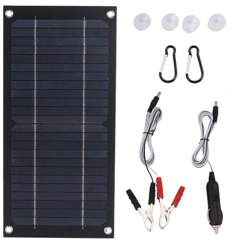 Caricabatterie solare per auto, mantenimento della batteria solare, caricatore e mantenimento della batteria solare impermeabile per 12 V/24 V - Kit di ricarica per pannello solare Plu