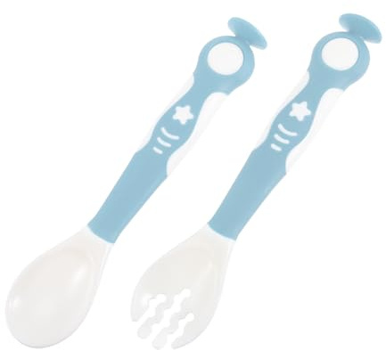 Gogogmee Ergonomischer Babylöffel Tragbare Babygabel Haushaltslöffel für Junge Mädchen Praktisches Babyzubehör Geeignet für Brei und Milch