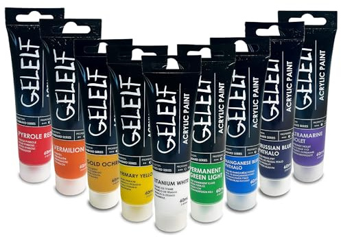 GELELF Set di colori acrilici per stampa su piastre in gel, colori acrilici, 9 colori, 60 ml, 2 once (set di colori 1)