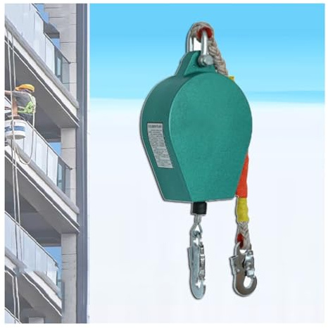 Retractable Safety Fall Arrest Device500KG/20M Dual Locking System Steel Hook & Aviation Grade Wire Rope for Enhanced Safety in Working at Heights