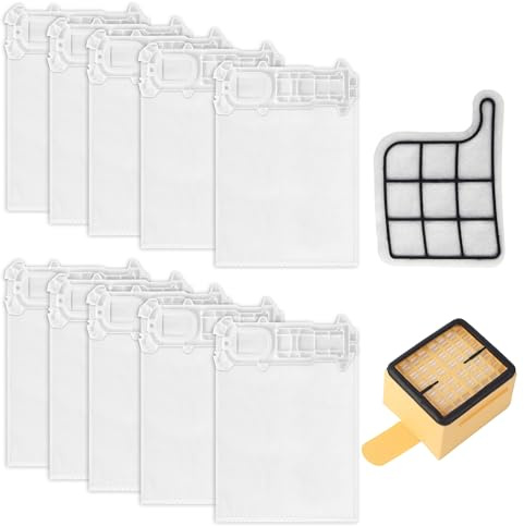 ACOMTUO 10 Sacchetti per Aspirapolvere Folletto VK135 VK136,Sacchetti Folletto VK135 con 1 Filtri Motori + 1 Filtri,Sacchetti Folletto Kobold 135,Sacchetti per Folletto VK135 VK136