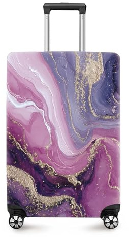 ANNA QUEEN Purple Marble Luggage Cover, Elegant Abstract Art Suitcase Protector, Stretchable Washable Travel Sleeve for 20-22 Inch Luggage