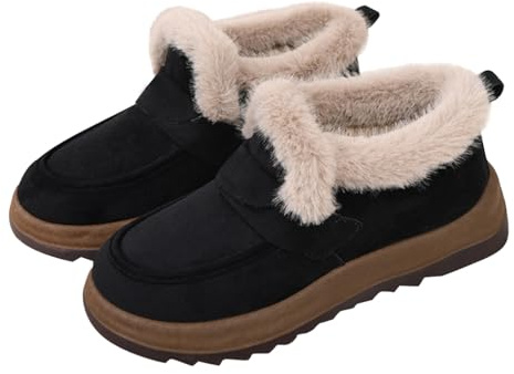 Generiska vinterskor dam fodrade svarta – snöstövlar dam päls damstövlar platå damskor eleganta snöskor lätta skor bekväma stövlar eleganta vinterstövlar varma vinterstövlar, svart, 41 EU