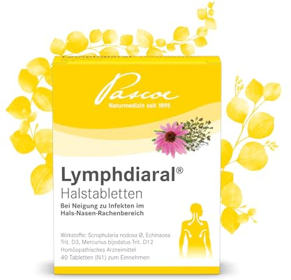 Pascoe Lymphdiaral Halstabletten, bei Neigung zu HNO-Infekten, 40 Stück | Homöopathisches Arzneimittel, Tabletten zum Einnehmen, für das Lymphsystem, 40 Stück, Original von Pascoe Naturmedizin