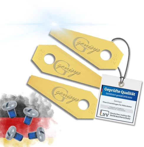 Genisys Titan Ersatz Messer kompatibel mit Bosch Indego Mähroboter Klingen - LongLife - bruchsicher [DIN EN 50636 geprüft] : 18