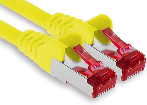 1aTTack.de - 1x 1m câble patch CAT6 S/FTP PIMF blindage CAT.6 câble réseau RJ45 câble Ethernet DSL LAN routeur commutateur modem panneau de brassage - jaune - 1 pièce