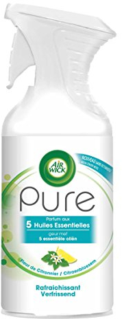 Airwick Désodorisant Maison Aérosol Pure aux 5 Huiles Essentielles Parfum Fleur de Citronnier Rafraichissant - 250ml