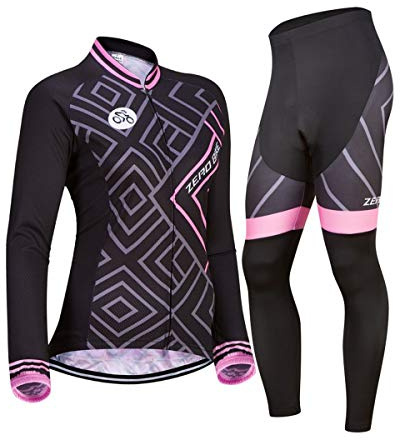 Women's Breathable Cycling Jersey Set Long Sleeve Bicycle Shirt Jacket Padded Mountain Bike Pants Clothing Quick Dry Reflevtive UV Protective