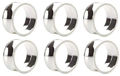 Yalulu 6 Pcs Serviette Rings Napkin Holder Wedding Banquet Party Dinner Home Table Decoration (Silver)