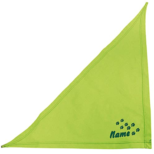 Schecker Kiwi 50 cm Besticktes Halstuch mit Pfoten - Pfotenspur und Hundename –hochwertig –waschbar - individuelles Geschenk für Ihren Hund