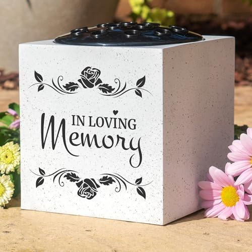 In Loving Memory Rose Memorial Graveside White Flower Bowl Vase Pot