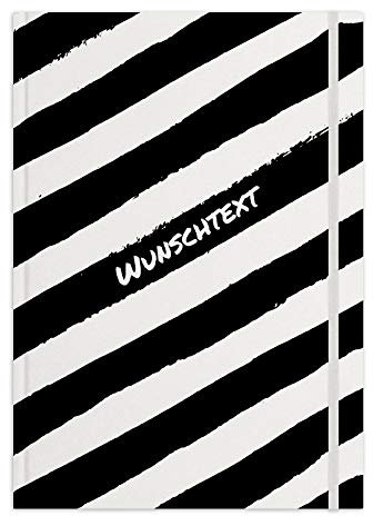 printplanet® - Notizbuch mit Name oder Text selbst gestalten - A4 Tagebuch personalisieren und bedrucken - Motiv: Schräge Linien