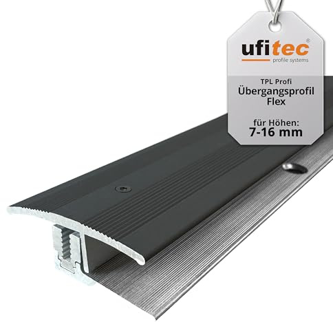 ufitec profilsystem för parkett- och laminatgolv – för beläggningshöjder på 7-16 mm – finns i många färger (flexövergång 100 cm lång | 35 mm bred, brons mörk)
