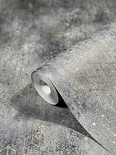 marburg Tapete Betonoptik Grau Modern 3D HAILEY für Wohnzimmer, Schlafzimmer oder Küche Made in Germany 10,05m x 0,53m Premium Vliestapete 82240