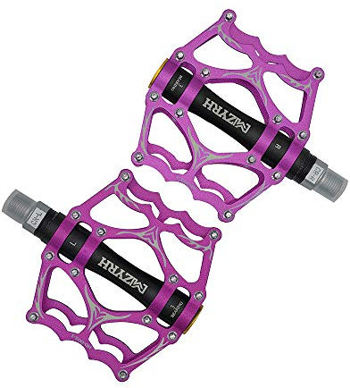 CMUNDLJQ 9/16 Zoll Flat Fahrradpedale Robust rutschfest Pedale Plattformpedale Aus Hochwertiger Aluminiumlegierung Für MTB BMX Fahrrad Mountainbike Rennrad HD40 (Lila mit Schwarz)