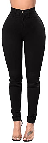 FISCLOSIN Women Colombian Design,Butt Lift,Sexy Skinny Jeans,Stretch Denim Pants,Black,Medium