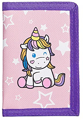 Leyeve wallet,Teen Wallet with Coin Pocket,Kids Wallets for Girls,RFID Trifold Canvas Outdoor lovely cartoon Wallet for Kids-Wallet with Magic Sticker - Unicorn