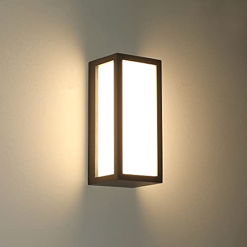 HLFVLITE 18W Außenwandleuchte Led Aussenlampe Anthrazit, Wasserdicht IP54 Aussenleuchte eckig Aluminiumguss Innen Außen Terrassenbeleuchtung, Warmweiß 3000W