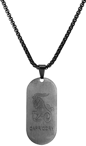 AFSTALR Gold/Silber/Schwarz Kette 12 Sternbilder Halskette Herren Tierkreis Kette Dog Tag Anhänger Konstellation Kette