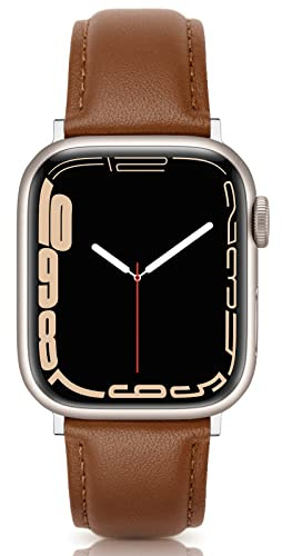 Tuocal Bracelet en cuir véritable compatible avec Apple Watch 38 mm, 40 mm, 41 mm, 42 mm (Series 10) - Bracelet de rechange en cuir souple et élégant pour iWatch Series 10 9 8 7 6 5 4 3 2 1 SE Sports