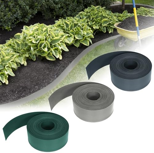 Froadp 20m Bordature da Giardino Flessibile per Prato, PP Letto di Fiori Bordatura, Recinzione Bordi dell'aiuola, DIY Curva e Rotonda Palizzate in Plastica per Giardino (Antracite)