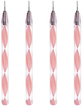 JUYA Outils de Quilling à Pointe Fine, Paquet de 4, Manche en Plastique, Tête en Acier Inoxydable, 0,8 mm (4 QT03-06T), Poignée Rose