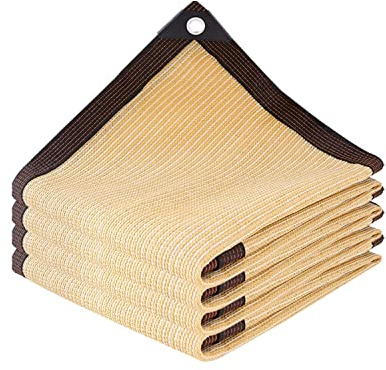 90% Sonnenschutz Sonnensegel, Schattiernetz 2x2.5m 2x3m 3x3m 3x4m 5x6m 6x8m mit Ösen Beschattungsnetz, UV-Schutz, für Außen, Garten, Teich, Pflanze, Camping Schatten Netz ( Color : Beige , Size : 3mx6