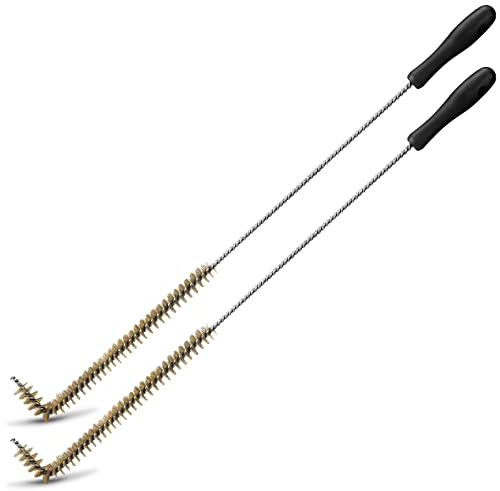 Yaomiao 2 Pcs L Shaped Fryer Cleaning Brush 23 Inch High Temperature Deep Fryer Coil Cleaner L Tipped Coil Brush, Long Handle, Metal Bristles for Grill BBQ Cleaning Accessories