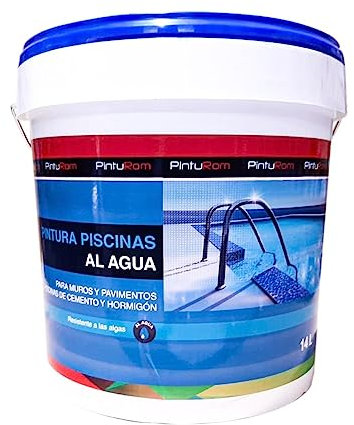 Pinturom Pintura piscina al agua acrílica para cemento y hormigón, de 8-10 m²/L. por mano, Secado en 30-60 min (Azul, 4 L.)