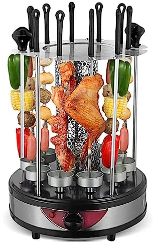 Asador eléctrico, máquina de kebab asador vertical de 360°, parrilla para hacer kebab de 10 pinchos con temporizador de 60 minutos, parrilla para barbacoa para el hogar, fiesta, viajes, senderismo