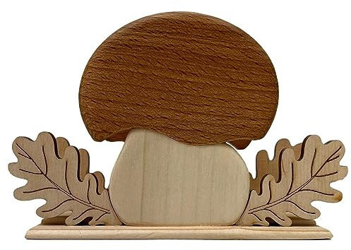 Wooden World - Porte-Serviettes en Bois pour Table de Restaurant ou de Maison - Champignons avec des Feuilles