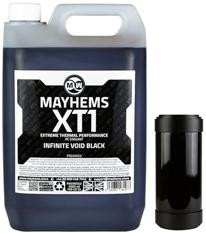 Mayhems - XT1 Premixed PC Coolant - Computer Water Cooling Fluid - Liquid Cooling, Thermal Performance Series, 5 Litre, Infinite Void Black