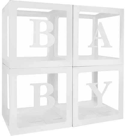 4 Pieces Clear Balloon Boxes for Baby Shower, Themed Party Supplies and Birthday Decorations