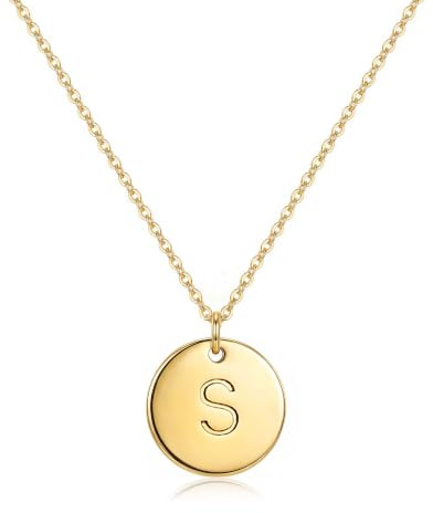 Damen Kette Jenosy Gold Buchstaben Personalisierte 18K Glitzernd Hypoallergene Zarte Kette für Frauen und Mädchen