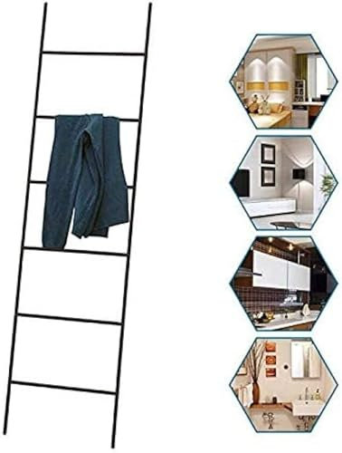 Porte-Serviettes De Style Échelle, Échelle À Serviettes avec Finition Antirouille, Porte-Serviettes Autoportant, pour Salle De Bain, Salon, Chambre, Balcon, Chambre À Coucher,Noir,Pleasant63