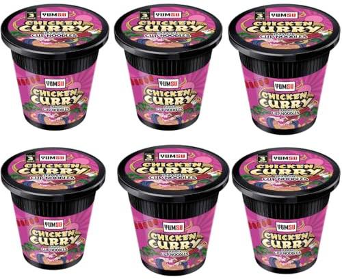 Pack of 6 x 60g - Special Chicken Curry Cup Noodles - Chicken Flavoured Noodles Vegetarian Egg Free - Enjoy Delicious Treats With Family And Friends - Enjoy Delicious Noodles In Minutes