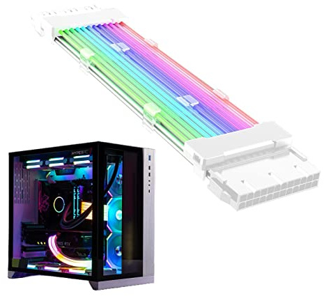 TARAKO Câble d'extension RVB, rallonge de câble ATX | Extension de Fil à Effet Lumineux RGB ATX,Câble d'alimentation synchronisé Kit d'extension de câble en Mode Couleur 24 Broches