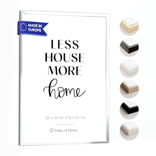 Marco de fotos de aluminio 30 x 40 cm en plata mate, marco fino, ideal para fotos, pósteres, dibujos infantiles y arte, decoración para habitaciones infantiles y salones, marco de aluminio para