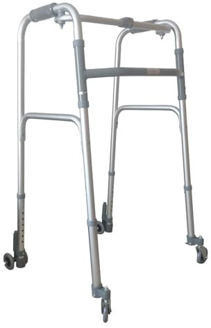 Salute Solare - Deambulatore pieghevole, regolabile in altezza con 2 ruote piroettanti e 2 gemellate autobloccanti con sistema di frenata a pressione