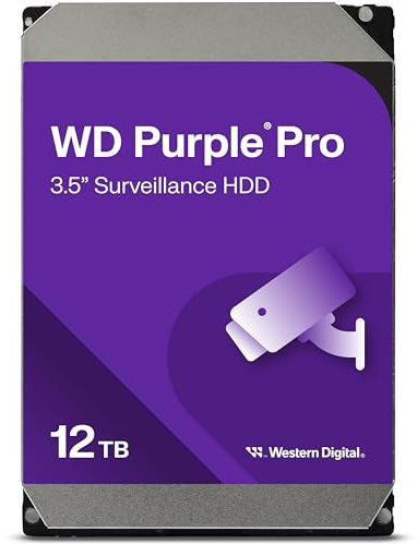 WD Purple Pro 12TB Smart Video 3.5 Internal Hard Drive, AllFrame Technology, 550TB/yr, 256MB Cache, 7200 RPM