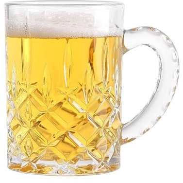 BYPIAOERZ Bierkrüge aus Glas Bierkrüge, Biergläser, solide, schwere große Biergläser mit Henkel, traditionelle Bierkruggläser, klassische Biergeschenke, Bierbecher