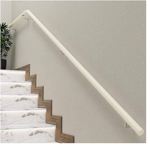 Juego completo de pasamanos de madera para escaleras de alta resistencia para ancianos y niños, 2,8 m, color blanco