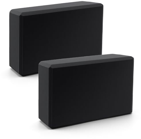 ZMDMAH Yoga Block 2er Set Yogablock YogablöCke Hochdichter Eva-Schaum,Rutschfest Leicht Geeignet für Yoga, Pilates, Fitness, Unisex (schwarz, 2)
